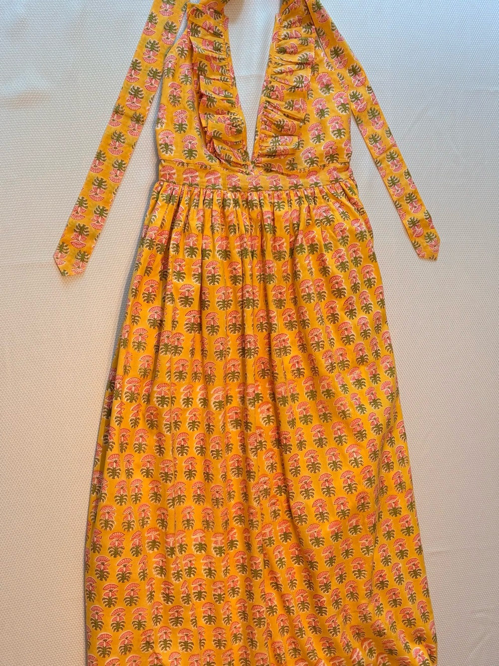 Sunshine Floral Backless Halter Maxi Dress